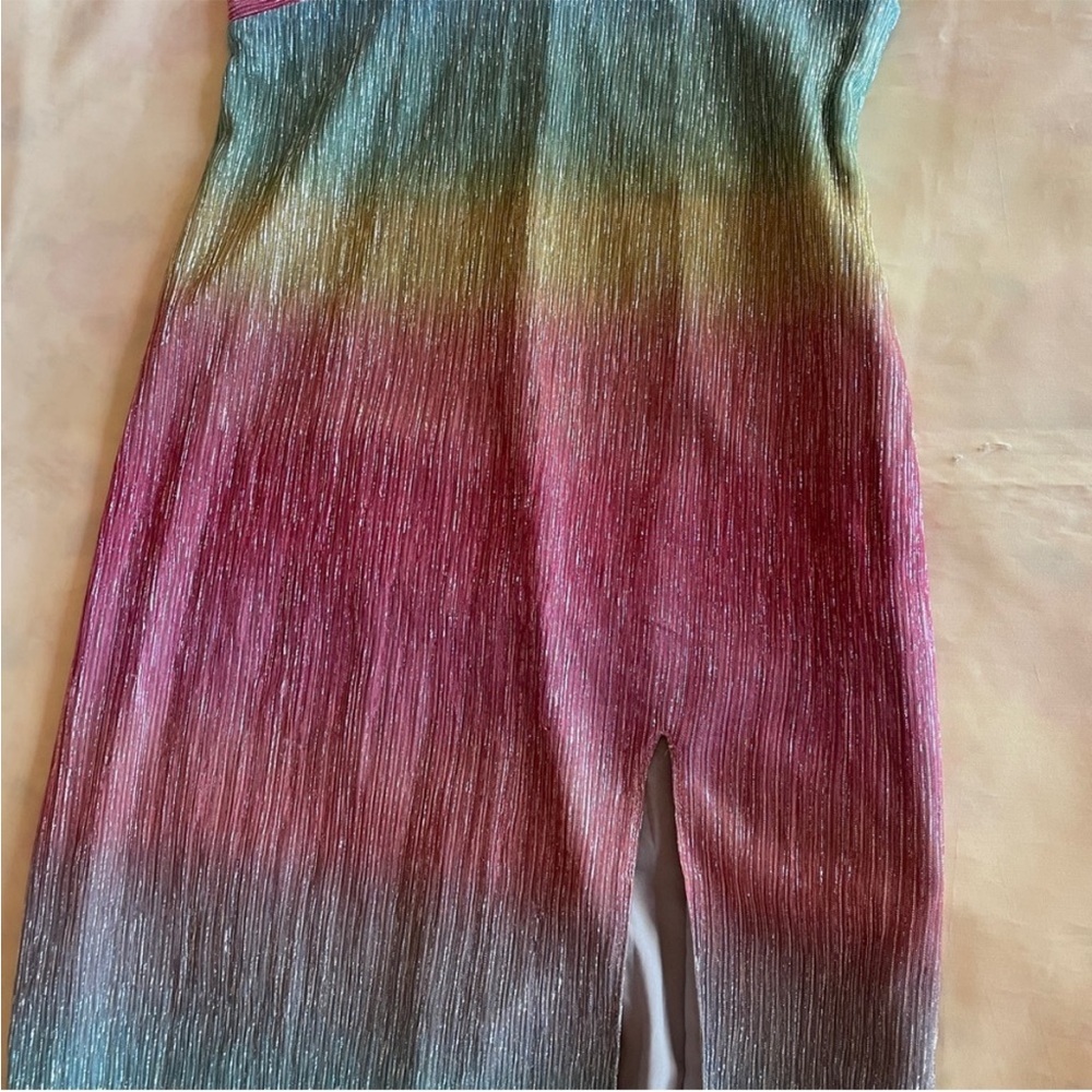 Saylor x Revolve- Myrah Rainbow Dress with Ruffle Sleeves Slit Thigh Size Medium - Picture 3 of 5